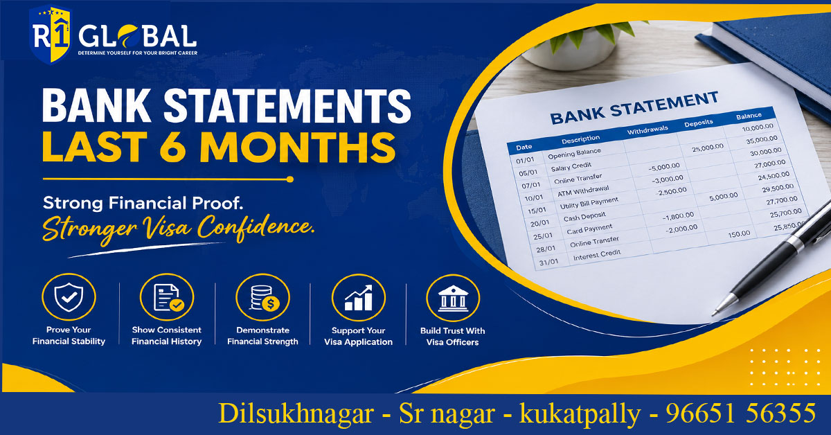Bank Statements – Last 6 Months For Visa Applications | Financial Proof |