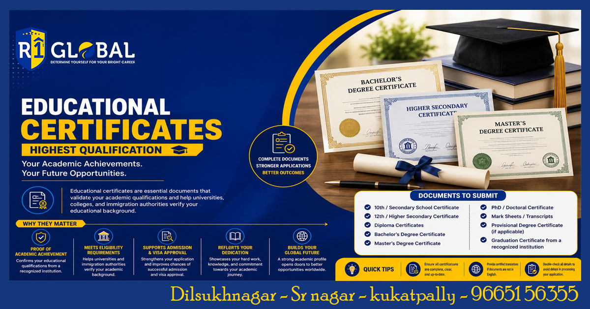 Educational Certificates – Highest Qualification | Essential Documents For Visa Applications